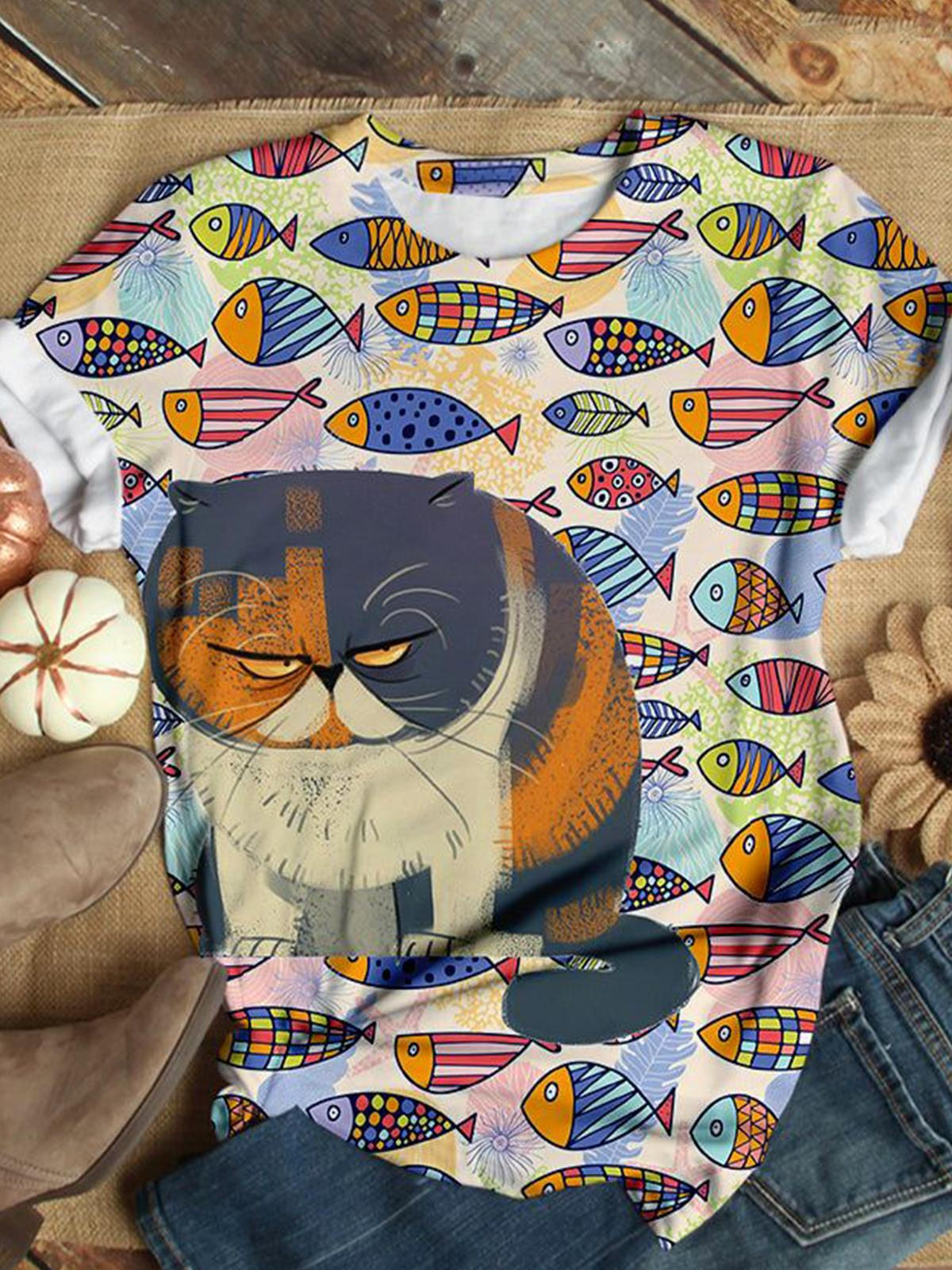 Cat Fish Crew Neck T-shirt